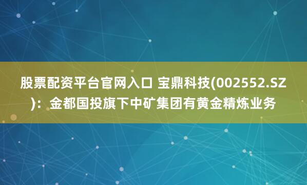 股票配资平台官网入口 宝鼎科技(002552.SZ)：金都国投旗下中矿集团有黄金精炼业务