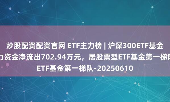 炒股配资配资官网 ETF主力榜 | 沪深300ETF基金(159330)主力资金净流出702.94万元，居股票型ETF基金第一梯队-20250610